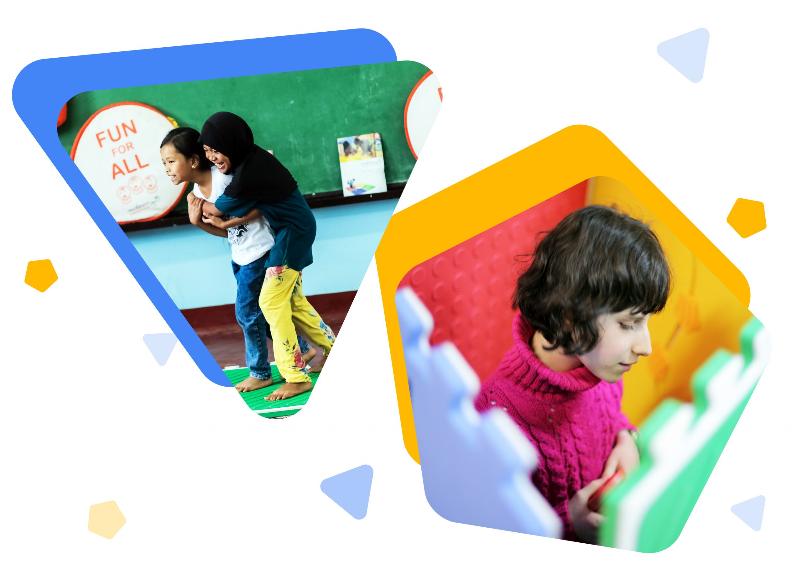young children playing with Reach and Match Learning Kit